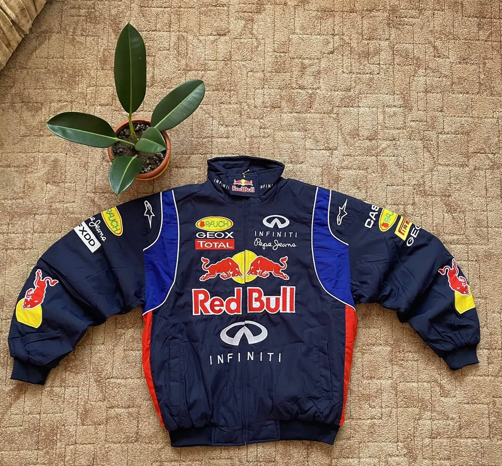 Red Bull Vintage Embroidered Jacket | Classic Motorsport Apparel (Embroidered)